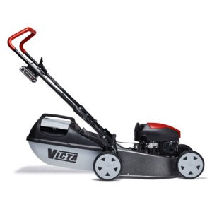 Corvette V144 Push Button Start Lawn Mower with steel chassis and dual swing-back blades. This setup ensures your image is optimized for both accessibility and search engine ranking.