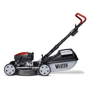Corvette V144 Push Button Start Lawn Mower with steel chassis and dual swing-back blades. This setup ensures your image is optimized for both accessibility and search engine ranking.